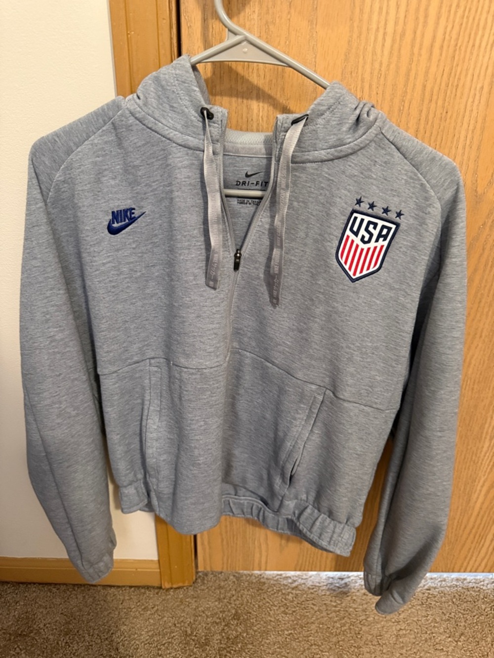 Nike Light Gray USA Crest Dri-FIT Zip Hoodie